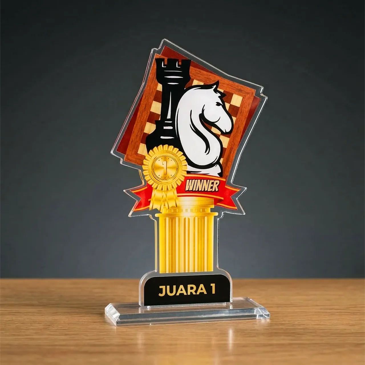 Plakat akrilik untuk event dan penghargaan di Medan